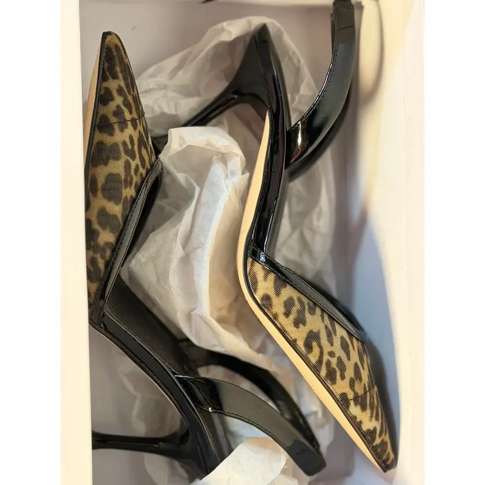 Marc Fisher Hadya Slingback Pumps Leopard Print Women's US 6M Pointed Toe